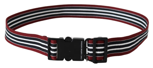 Maroon Black Stripe Silver Black Buckle Belt Costume National