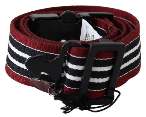 Maroon Black Stripe Silver Black Buckle Belt Costume National