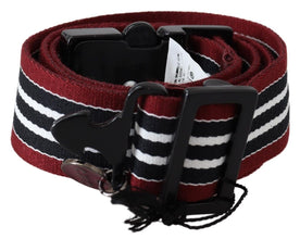 Maroon Black Stripe Silver Black Buckle Belt Costume National