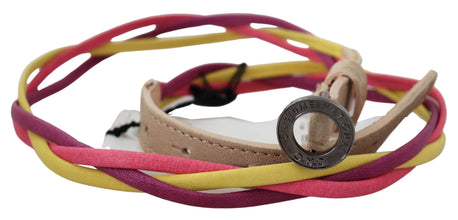 Multicolor Twisted Leather Circle Buckle Belt Costume National