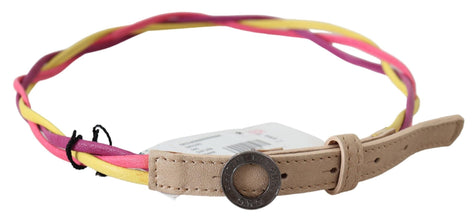 Multicolor Twisted Leather Circle Buckle Belt Costume National