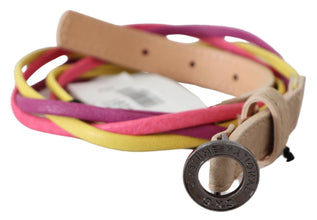 Multicolor Twisted Leather Circle Buckle Belt Costume National