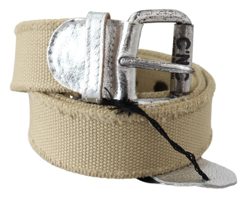 Beige Cotton Rustic Logo Buckle Belt Costume National