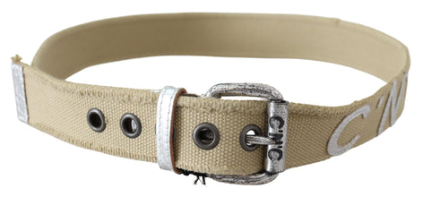 Beige Cotton Rustic Logo Buckle Belt Costume National