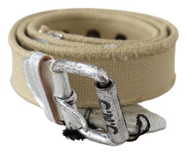 Beige Cotton Rustic Logo Buckle Belt Costume National