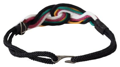 Multicolor Rope Leather Rustic Hook Buckle Belt Costume National