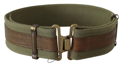 Green Leather Rustic Bronze Buckle Army Belt Ermanno Scervino
