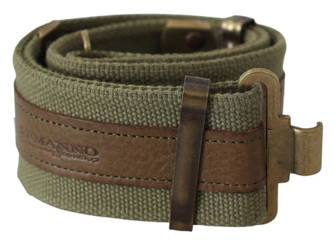 Green Leather Rustic Bronze Buckle Army Belt Ermanno Scervino