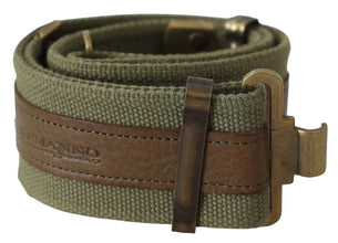 Green Leather Rustic Bronze Buckle Army Belt Ermanno Scervino