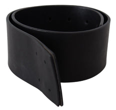 Black Genuine Leather Wide Logo Waist Belt GF Ferre