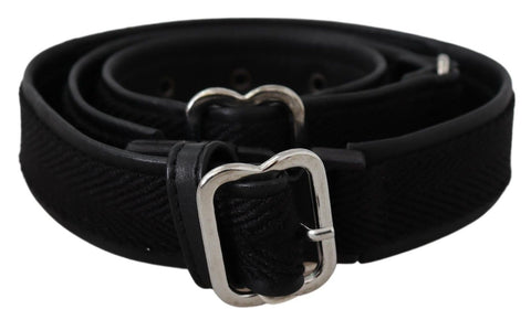 Black Leather Silver Chrome Metal Buckle Belt GF Ferre
