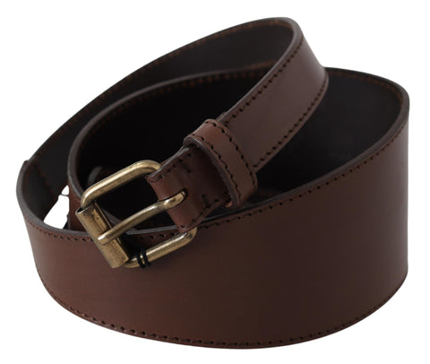 Brown Leather Gold Metal Buckle Belt PLEIN SUD