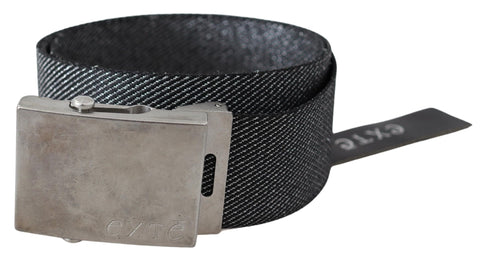 Black Silver Metal Brushed Buckle Waist Belt Exte