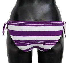 Purple White Stripes Beachwear Bikini Bottom Dolce & Gabbana
