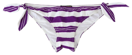 Purple White Stripes Beachwear Bikini Bottom Dolce & Gabbana