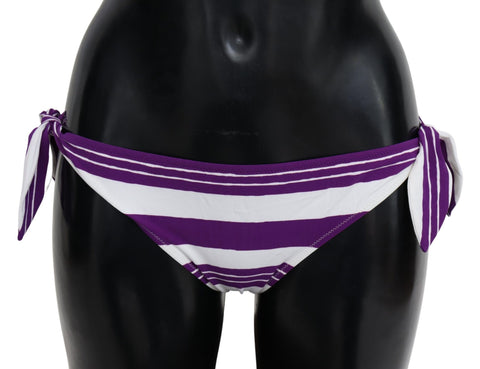 Purple White Stripes Beachwear Bikini Bottom Dolce & Gabbana
