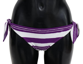 Purple White Stripes Beachwear Bikini Bottom Dolce & Gabbana
