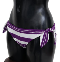 Purple White Stripes Beachwear Bikini Bottom Dolce & Gabbana