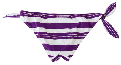 Purple White Stripes Beachwear Bikini Bottom Dolce & Gabbana