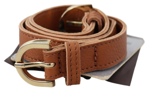 Light Brown Leather Gold Double Buckle Waist Belt Scervino Street