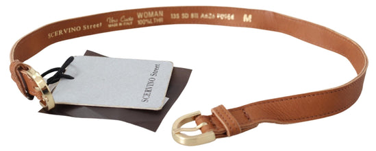 Light Brown Leather Gold Double Buckle Waist Belt Scervino Street