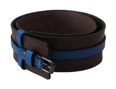 Brown Thin Blue Line Leather Buckle Belt Costume National