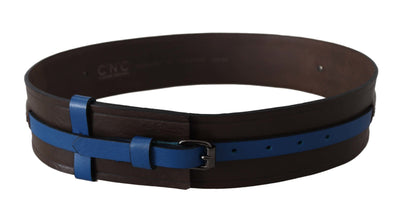Brown Thin Blue Line Leather Buckle Belt Costume National