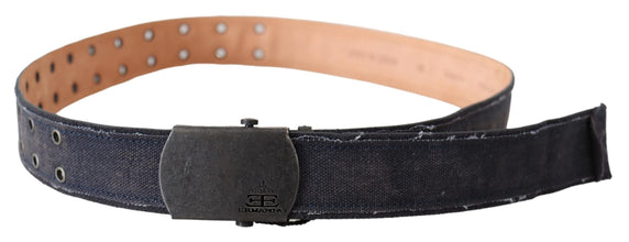 Blue Leather Ratchet Buckle Belt Ermanno Scervino