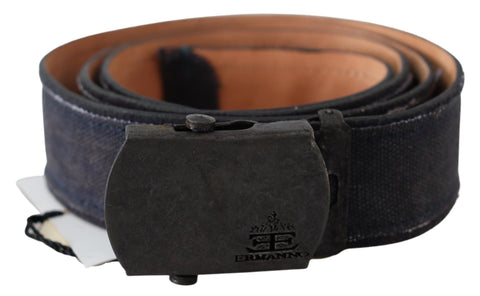 Blue Leather Ratchet Buckle Belt Ermanno Scervino