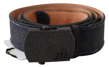 Blue Leather Ratchet Buckle Belt Ermanno Scervino