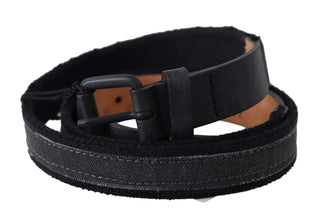 Black Leather Logo Buckle Waist Ermanno Scervino