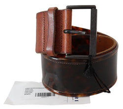 Dark Brown Leather Wide Buckle Belt Ermanno Scervino