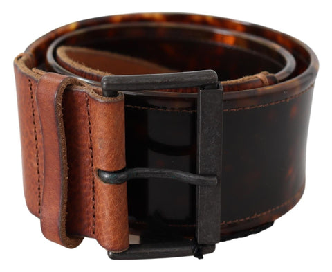 Dark Brown Leather Wide Buckle Belt Ermanno Scervino