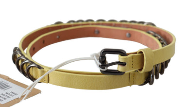 Yellow Leather Luxury Slim Buckle Fancy Belt John Galliano