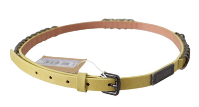 Yellow Leather Luxury Slim Buckle Fancy Belt John Galliano