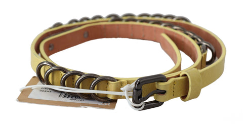 Yellow Leather Luxury Slim Buckle Fancy Belt John Galliano