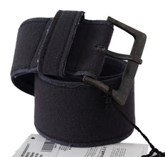 Black Leather Wide Buckle Waist Luxury Belt Ermanno Scervino