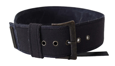 Black Leather Wide Buckle Waist Luxury Belt Ermanno Scervino