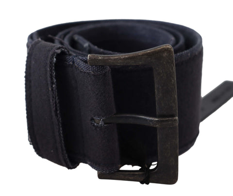 Black Leather Wide Buckle Waist Luxury Belt Ermanno Scervino