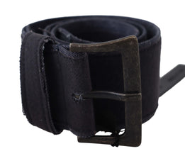 Black Leather Wide Buckle Waist Luxury Belt Ermanno Scervino