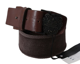 Dark Brown Leather Wide Buckle Waist Belt Ermanno Scervino
