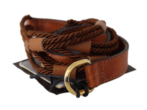 Brown Leather Braided Rope Gold Buckle  Belt Scervino Street