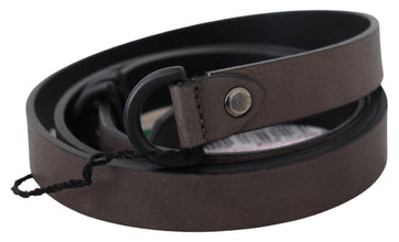 Brown Leather Skinny Round Buckle Belt Costume National