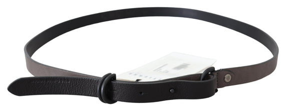 Brown Leather Skinny Round Buckle Belt Costume National