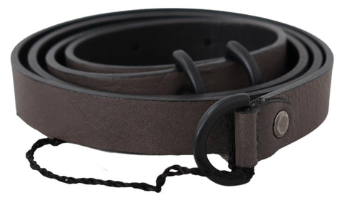 Brown Leather Skinny Round Buckle Belt Costume National