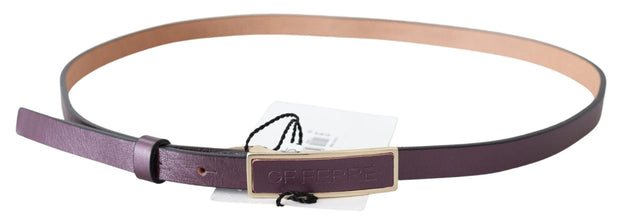 Gold Logo Buckle Waist Leather Skinny Belt GF Ferre