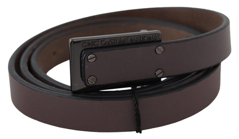 Brown Leather Tactical Logo Buckle Dark Costume National