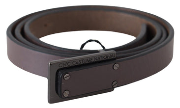 Brown Leather Tactical Logo Buckle Dark Costume National