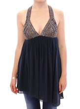 Navy Blue Studs Embellished Top Blouse Anaikka