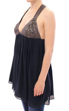 Navy Blue Studs Embellished Top Blouse Anaikka